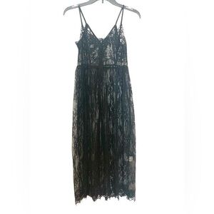 Forever 21 Lace Cocktail Midi Dress Black Small
